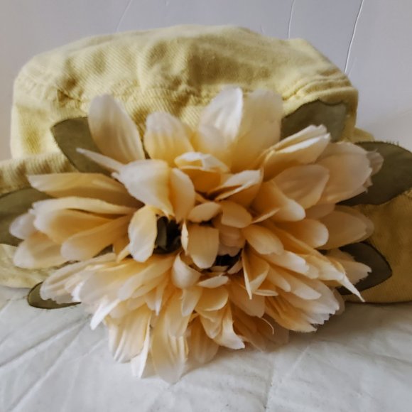 Vintage Yellow Denim Sunflower Floppy Hat